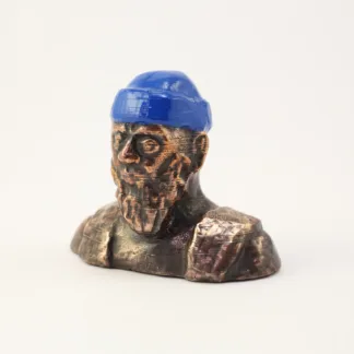 Hipster - mand med blå hue - bronzeskulptur