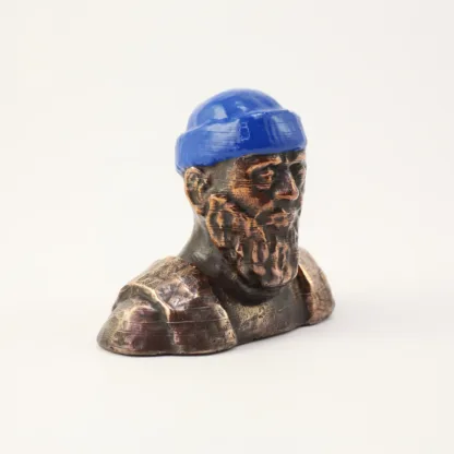 Hipster - mand med blå hue - bronzeskulptur